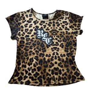 Civil Regime Shimmering RFC Energy Baby‎ Tee Womens Large Leopard Print Pullover